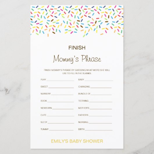 Editable Finish Mommy's Phrase Baby Shower (Vorderseite)
