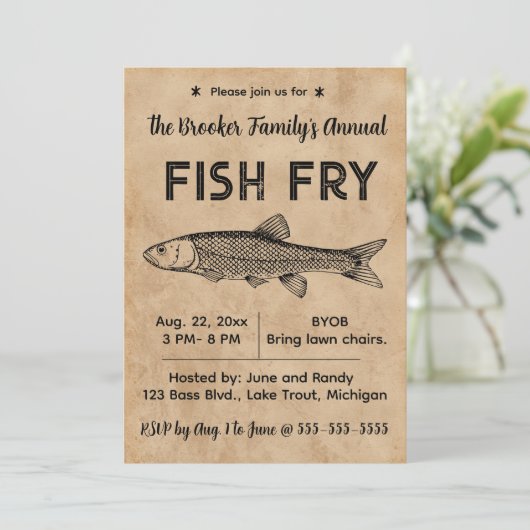 Editable Fish Fry Invasion Card Einladung (Stehend Vorderseite)