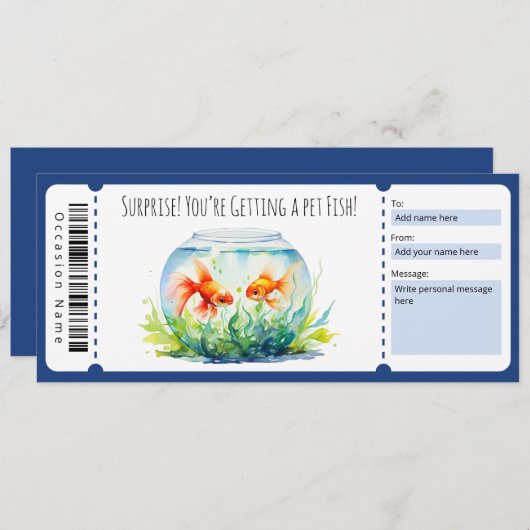 Editable Fish Gift Certificate für Fans Einladung (Vorne/Hinten)