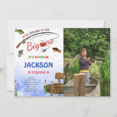 Editable Fishing Birthday Foto Einladung (Vorderseite)