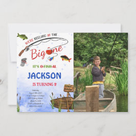 Editable Fishing Birthday Foto Einladung