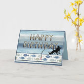 Editable Fishing Fisherman's Geburtstag Karte (Gelbe Blume)