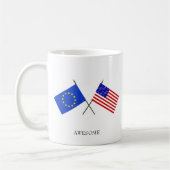 Editable Flag Europe & Flag of United Staaten Kaffeetasse (Links)