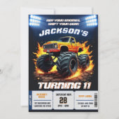 Editable Flame Monster Truck Birthday Einladung (Vorderseite)