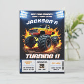 Editable Flame Monster Truck Birthday Einladung (Stehend Vorderseite)