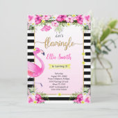 Editable Flamingo Birthday Einladung (Stehend Vorderseite)