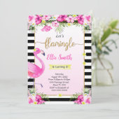 Editable Flamingo Birthday Einladung (Stehend Vorderseite)