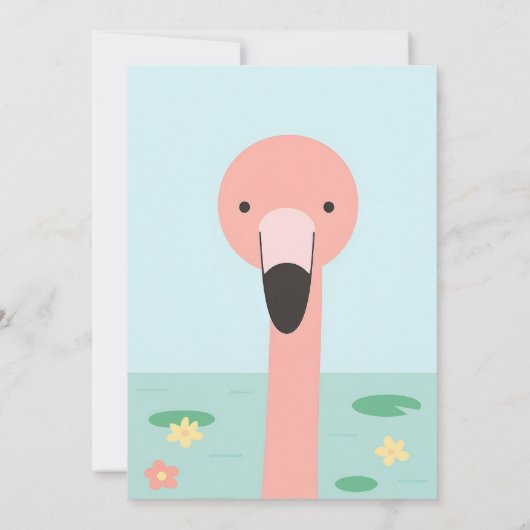Editable Flamingo Einladung zum ersten Geburtstag (Rückseite)