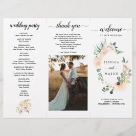 Editable Fleur Jolie Trifold Wedding Program Flyer