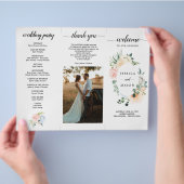 Editable Fleur Jolie Trifold Wedding Program Flyer (Hand)