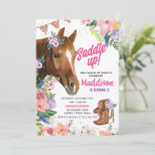 Editable Floral Cowgirl Horse Birthday Einladung (Stehend Vorderseite)