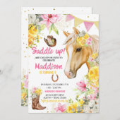 Editable Floral Cowgirl Horse Birthday Einladung (Vorne/Hinten)