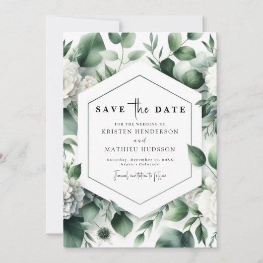 Editable Floral Eucalyptus Digital Wedding Save The Date (Vorderseite)