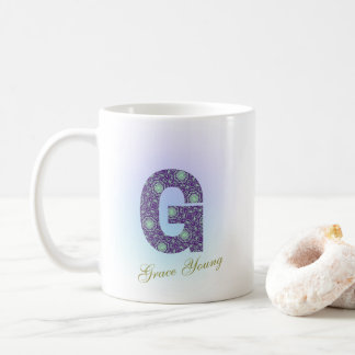 Editable Floral Letter G Monogram Personalized Kaffeetasse