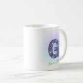 Editable Floral Letter G Monogram Personalized Kaffeetasse (VorderseiteRechts)