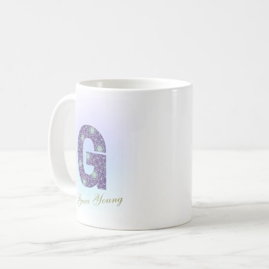 Editable Floral Letter G Monogram Personalized Kaffeetasse (Vorderseite Links)
