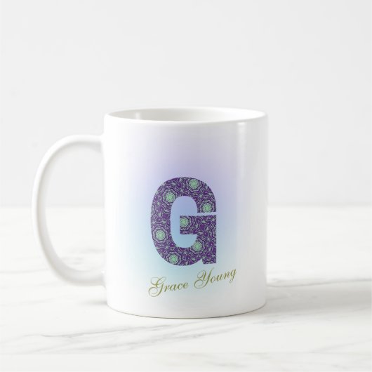 Editable Floral Letter G Monogram Personalized Kaffeetasse (Links)