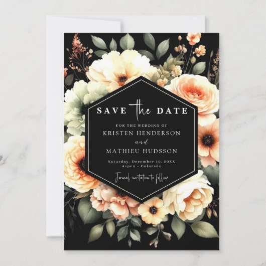 Editable Floral Peach Wedding Save The Date (Vorderseite)