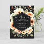 Editable Floral Peach Wedding Save The Date (Stehend Vorderseite)