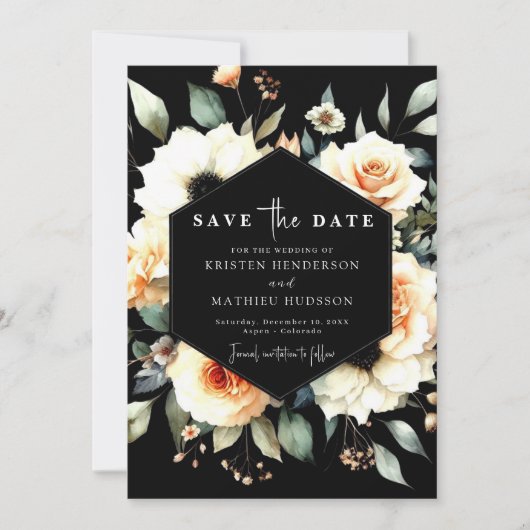 Editable Floral Peach Wedding Save The Date (Vorderseite)