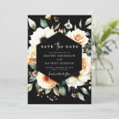 Editable Floral Peach Wedding Save The Date (Stehend Vorderseite)