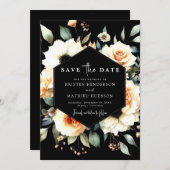 Editable Floral Peach Wedding Save The Date (Vorne/Hinten)