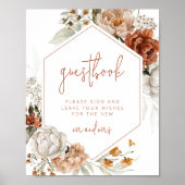 Editable Floral Sunset Wedding Gästebuchunterschri Poster (Vorne)