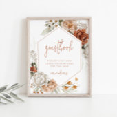Editable Floral Sunset Wedding Gästebuchunterschri Poster