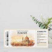 Editable Florenz Flugzeug Ticket, Italien Trip Einladung (Stehend Vorderseite)