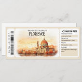 Editable Florenz Flugzeug Ticket, Italien Trip Einladung (Vorne/Hinten)
