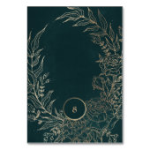 Editable Foil Gold Emerald Wreath Wedding Tischnummer (Rückseite)