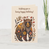 Editable Folk Art Bear Geburtstagkarte Karte (Vorderseite)
