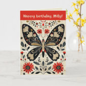 Editable Folk Art Butterfly Geburtstag Karte (Gelbe Blume)