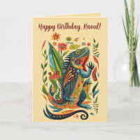 Editable Folk Art Iguana
