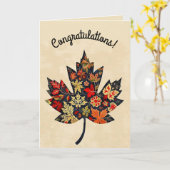 Editable Folk Art Maple Leaf Karte (Gelbe Blume)