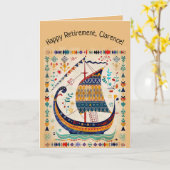 Editable Folk Art Sailing Ship Card Karte (Gelbe Blume)
