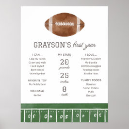 Editable Football 1. Geburtstag Milestone Zeichen Poster