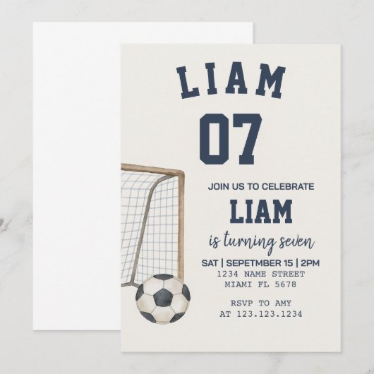 Editable Football Thema druckbar Einladung (Vorne/Hinten)