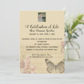 Editable Foto Butterfly Music Feier des Lebens Einladung (Stehend Vorderseite)