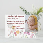 Editable Foto Floral Adoption Ankündigung (Stehend Vorderseite)