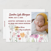 Editable Foto Floral Adoption Ankündigung (Vorne/Hinten)
