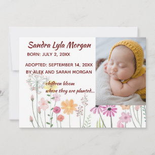 Editable Foto Floral Adoption Ankündigung