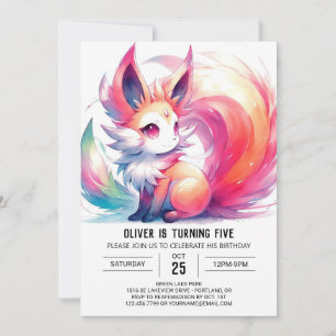 Editable Fox Birthday Einladung
