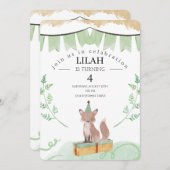 Editable Fox Birthday Einladung | Waldtier (Vorne/Hinten)