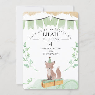 Editable Fox Birthday Einladung   Waldtier