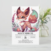 Editable Fox Digital Geburtstag Einladung (Stehend Vorderseite)