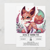 Editable Fox Digital Geburtstag Einladung (Vorne/Hinten)