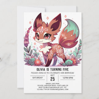 Editable Fox Digital Geburtstag Einladung