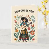 Editable Frau mit Gitarre Happy Cinco de Mayo Karte (Gelbe Blume)