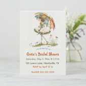 Editable Frauen mit Schirm-Brautparty Einladung (Stehend Vorderseite)